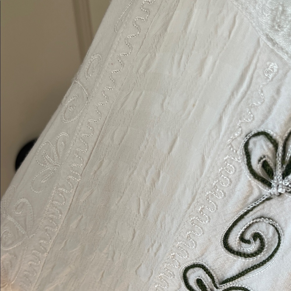 Vintage 90s Y2K White Embroidered Boho drop waist Midi Dress Free Size romantic - Picture 5 of 14